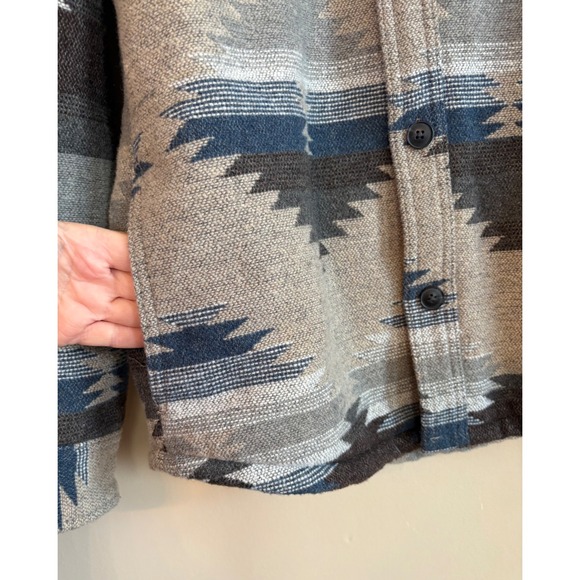 Jachs Men Small Western Blue/Beige/Grey Sherpa/Faux Fur Lined Shirt Jacket - Picture 7 of 14